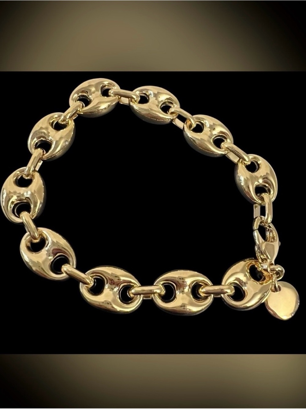 Polished Gold Oval Link Bracelet Women Jewelry
